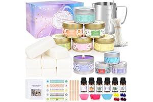 YUEONEWIN Kerzen Selber Machen Set, DIY Kerzenherstellung Kit für Erwachsene Anfänger, DIY Duftkerze Geschenke Set mit Sojawachs, Ätherische Öle, Kerzen Gießen Geschenke für Frauen Männer