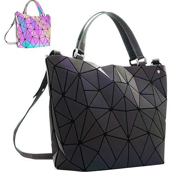 Geometric Backpack Holographic Luminous Handbag Reflective
