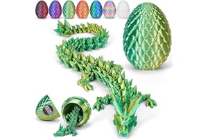 HSHDUTI 3D Printed Dragon Egg, Mystery Articulated Crystal Dragon Egg Fidget Toys and Decoration, 3D Print Surprise Animals Toy for Kid Teen Boy Girls Christmas Birthday Graduation Gift (Laser Green)