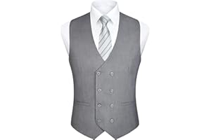 Enlision Chaleco de hombre de Doble Botonadura con Cuello en V Slim Fit Traje Chaleco Casual Formal Business Vestido Chaleco