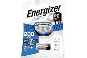 Energizer Max - Frontal deportivo de 200 lúmenes funciona con 3 pilas AAA, interruptor deslizante de encedido y apagado, dos modos de iluminación intenso y suave