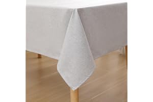 Homaxy Bordsduk med linneutseende, tvättbar, lotuseffekt, kantig, 100 x 140 cm, linneduk, vattenavvisande, fläckskydd, ljusgr