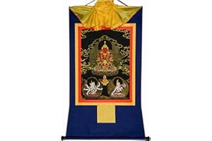 Gandhanra Thangka Tibétain - Amitayus Thangka - Peinture Tantrique Bouddha à Dorure - Tapisserie Mural pour Décoration Zen - Méditation et Relaxation Spirituelle