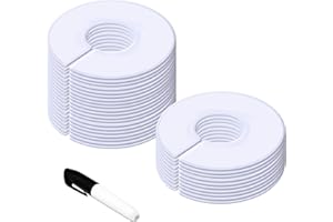 Vantasii 30er-Pack weiß runde Schrankregal-Teiler-Aufhänger nach Kleidergröße; mit 1 Bonus-Marker (Durchmesser außen 9 cm, innen 35 cm)