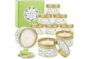 BARAKYEG Candele Citronella Esterno,9 * 2.5oz Set di Candele Profumate alla citronella,Cera di Soia Naturale per Campeggio Picnic Barbecue Terrazza Interni Esterni Giardino per in Estate Regalo Donna