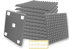 SK Studio 12 Stück Akustikschaumstoff Schallabsorber, Feuerfest Schalldämmung Platten Dämmung Pyramidenschaumstoff für Studio, Podcasts, Aufnahmestudios, Büro, Wanddekoration, 30x30x2,5cm, Grau