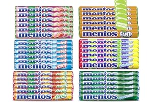 ‎FISGUS Mentos Kaubonbon Bundle 36 teilig - Alle 6 Sorten in einem Bundle - Mint - Spearmint - Erdbeer- Mix - Ranibow - Frucht - Fanta - ein FISGUS by krass-shoppen-de Bundle