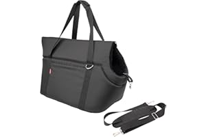 BOUTIQUE ZOO Hundetragetasche XL bis 15 kg – große Transporttasche für mittelgroße Hunde & Katzen – weich, faltbar & waschbar – 52×35×39 cm – Schwarz/Minky