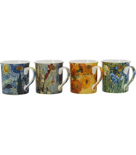 Leonardo Van Gogh Tassen Set – 4 Stück, Aus Porzellan | Mit Klassischen Kunst-Motiven