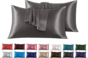 FARFALLAROSSA Set di 2 Federe in Raso 50 x 80 cm Grigio Chiaro, Federa Cuscino Letto Morbida e Setosa al Tatto, Chiusura a Busta, Antiacaro e Ipoallergico, Protezione Capelli e Pelle & Antirughe