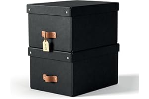 Leitz Puro Aufbewahrungsbox mit Deckel, Medium, 2er-Set, Box 17 L, stapelbar, Organizer-Box für Regale und Schränke, FSC-Karton, für Büro und Home Office, 26 x 35 x 20 cm, Schwarz, 61490095