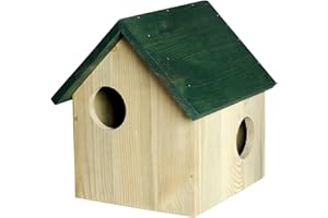 dobar® 22221 Eichhörnchenkobel - Eichhörnchenhaus aus Massivholz - Futterhaus für Eichhörnchen - Eichhhörnchen Schlafhaus mit 3 Eingängen - 25 x 26 x 28,5 cm - Grün