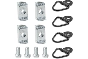 Camotokiit 4 Set Truck Bed Rail Bolts Nuts Cargo D-Rings Tie Down Mount Kit Fits Nissan Frontier Titan W/Utili Track Bed Rail System