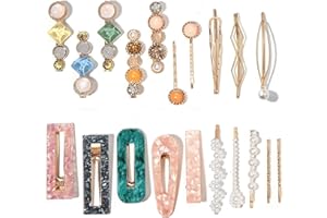 Mehayi, 20 fermagli per capelli in resina acrilica e perle, forcine per capelli in coccodrillo marmo, forcine con cristalli glitterati, accessori per capelli dorati, regalo per donne e ragazze