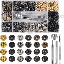 Set De 50 Pcs Boutons Pression Métal Noir+Cuivre - Kit Complet Pour Vêtements, Cuir Et Artisanat