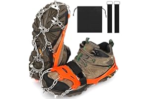 MILAIUN KAMEUN Steigeisen für Bergschuhe mit 24 Zähne, Edelstahl Spikes Steigeisen, Schuhkrallen Anti Rutsch Schuhspikes für Winterwanderungen Bergsteigen