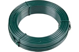 FLANDRIA Fil Tension Ø2,7mm 25m Fil métal Enduit PVC pour clôture, Jardin, Bricolage, Vert