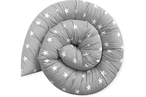 ‎BEBELOO Bebeloo Bettschlange Bettkissen Seitenschläferkissen Nackenrolle Schlafkissen Kuschelschlange Stillkissen Zierkissen Zugluftstopper Body Pillow Baumwolle (Sternchen Grau, 140 cm)