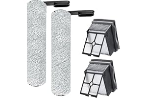 Fictezlove Ricambi per Tineco Floor One S5 / S5 PRO 2 Aspirapolvere Lavapavimenti Cordless Senza Fili, 2 Filtri di Ricambio, 2 Spazzole a Rullo, Accessori per Aspirapolvere a Umido e a Secco Tineco
