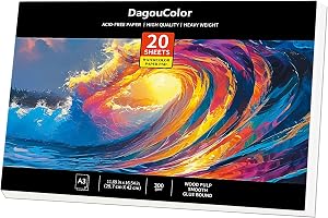 DagouColor Akvarellpapper Pad, A3, Ocean Blue, 1 Pack | 20 ark Konstnärmålning Ritning Papper Bok, 140lb / 300gsm Konst Tillb