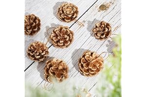 DAHI 36 sztuk zawieszek szyszek jodłowych, ozdoby bożonarodzeniowe, szyszki do zawieszenia, szyszki sosnowe jako dekoracja bożonarodzeniowa (złota)