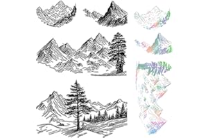 CRASPIRE Timbro di Gomma Trasparente di Montagna Timbro di Silicone Trasparente della Foresta Timbro per Giornalismo Creazione di Biglietti Fai da Te Scrapbooking Album Fotografico Fatto A Mano