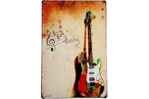 Hioni Chitarra, Strumenti Musicali Cartello in Metallo Pannello Poster Piastra Metallica Slogan Arte Decor Vintage Pr Bar Caffè Pub