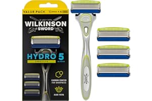 ‎WILKINSON SWORD Wilkinson Sword - Hydro 5 Sensitive Rasierer für Männer, Rasiergriff + 4 Rasierklingen, Feuchtigkeitsspendende Gel-Pools und Hautschutzbügel