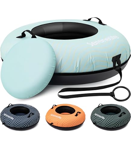 Tube à Neige Gonflable Robuste 122 Cm QPAU – Avec Housse Toile Renforcée, Corde Remorquage, Pour Enfants & Adultes – Luge Hiver Fun