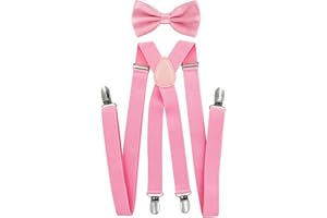 axy Herren Hosenträger mit Fliege - 4 Starken Clips X-Form