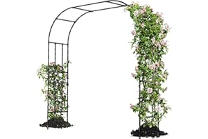 Caroeas Arche de Jardin pour Plantes Grimpantes,180x240x40cm，Arceau Métallique pour Rosiers, Tonnelle Décorative Extérieure, Résistante à la Rouille et à la Décoloration