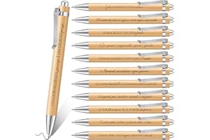 Tenare 12 Pezzi Penne a Sfera Motivazionali con Citazioni Penne a Scatto Ispiratrici in Legno per Dipendenti Ufficio Studenti Insegnanti Adulti Regali Scrittura Scuola Ufficio
