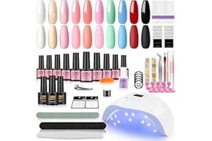 PEACECOLOR Kit Uñas Semipermanentes Profesional 10 Colores con 36W Lámpara U V/LED Kit de Esmalte de Uñas U V Completo Kit Completo de Herramientas
