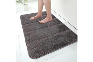 Paradise Products Bath Mat Non-Slip Bathroom Mat Super Absorbent Water | Machine-Washable rug Bath Mats | Soft Thick Microfiber Absorbent Bathroom Carpet Floor Mat (Charcoal, 40x60)