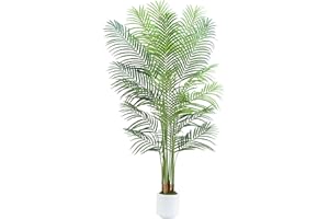 FSOHOI Artificial Fake Palm Tree with 18 Trunks and Real Bark Design, Premium Polyester,Tropical Paradise Palm Tree in Pot (white, 180 CM)
