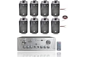 ibiza sound - Pack Sono Maison Magasin avec AMPLI + 8 Enceintes HiFi + câbles USB Bluetooth AUX - institut de beauté - Salon de Coiffure - Bar Club pub - Salon de thé - Restaurant