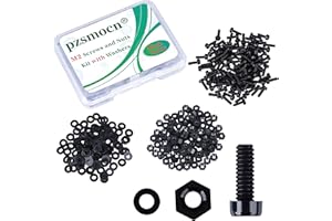 Pzsmocn 300 Pieces / 100 Sets M2 Black Nylon Screws and Nuts Kit with Nylon Washers. M2 * 6 mm Plastic Black Nylon Phillips Button Head Screws Nylon Insulating Washers and M2 Hex Nuts Kit.