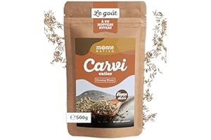Carvi entier Monte Nativo (500g) - Carvi Graines - Graines de Carvi entières - Épices aromatiques séchées avec soin, idéales pour Cuisiner et Assaisonner - Arôme et Goût intenses