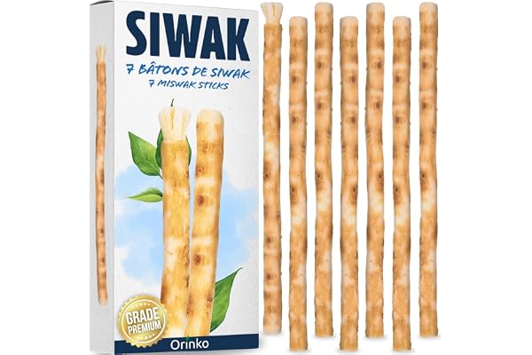 ORINKO Siwak x7, naturlig tandborste i Araqträ, miswak | Blekning, rengöring och desinfektionsmedel, Salvadora Persica rot, v
