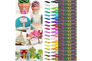 RATEL Pittura Acrilica Penne, 18 Colori Pennarello Pittura Acrilica Premium Impermeabile Permanente Arte Pittura Set per la Pittura Rupestre, Fai da te, Ceramica, Vetro, Tela Punta Medio