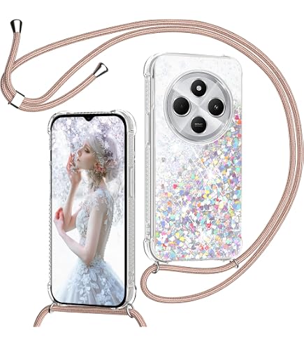 Handyhülle Mit Band Für Xiaomi Redmi 14C / Poco C75 – Silikon-Hülle Mit Umhängbarer Kette In Schwarz
