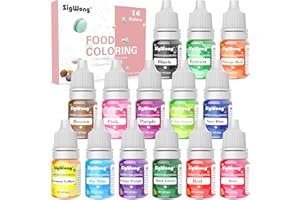 SIGWONG Food Coloring - 14 Color Concentrated Liquid Food Colouring Set - Neon Liquid Food Color Dye for Baking, Decorating, Icing, Cooking and DIY Crafts, 6ml
