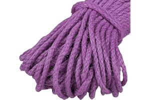 Uiopa 5mm Jute Rope, 10m Natural Twine String Thick Garden Twine Hemp Rope Hessian Craft String for DIY Cat Scratcher, Decorative Crafts, Gardening, Bundling, Gift Package (Light purple)