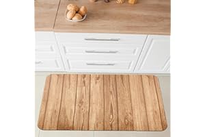 Comart, Tappeto Malaga, per Cucina e Corridoio, Passatoia Multiuso, PVC Antiscivolo, Impermeabile e Assorbente, Decoro Legno Beige, 55 x 75 cm, Lavabile in Lavatrice, Design Moderno, Made in Italy