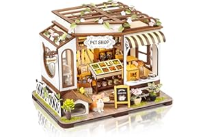 Cuteefun DIY Miniature House Kits, DIY Miniature Dollhouse Kit with Furniture, Tiny House Kits 1:24 Scale, Creative DIY Crafts for Adults Teen, Christmas Birthday Gifts (Pet Shop)