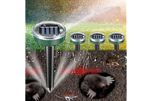 Kimroxi 4 Pack Mole Repellent Ultrasonic Solar Powered Gopher Scarer Waterproof Groundhog Repeller Outdoor Easy to Use Rat Deterrent for Snake Rodent Vole Garden Farm Orchard