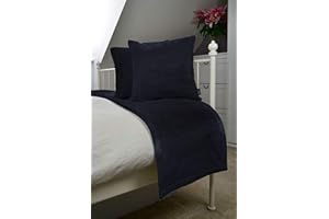 ‎MCALISTER TEXTILES McAlister Textiles Matter Samt Bettwäscheset | Luxus Weiches Gefühl in Schwarz | Deko Bettläufer + 2 Kissenhüllen für Bett, Sofa, Couch