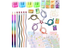 LWMTT Set di 27 matite pieghevoli per l'inizio della scuola,Einschulung Geschenk, schulanfang mädchen, Biegebleistifte, Bleistiftspitzer, Radiergummi, Notizbuch,Kinder Party Mitgebsel