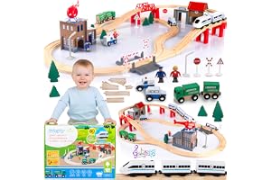 Kinderplay barntåg, barntågskrets - tåg och fordon och skenor - tåg, elektrisk tågbana, 378 cm lång krets, GS0010