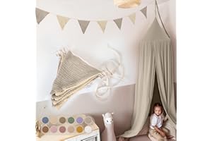 ‎LILIMAUS LILIMAUS Wimpelkette Stoff [in 12 Farben] Wimpelkette Kinderzimmer - 100% Baumwolle Handmade Girlande Stoff - Wimpelkette Musselin - Hausbett Deko Mädchen & Jungen - Girlande für Babyzimmer